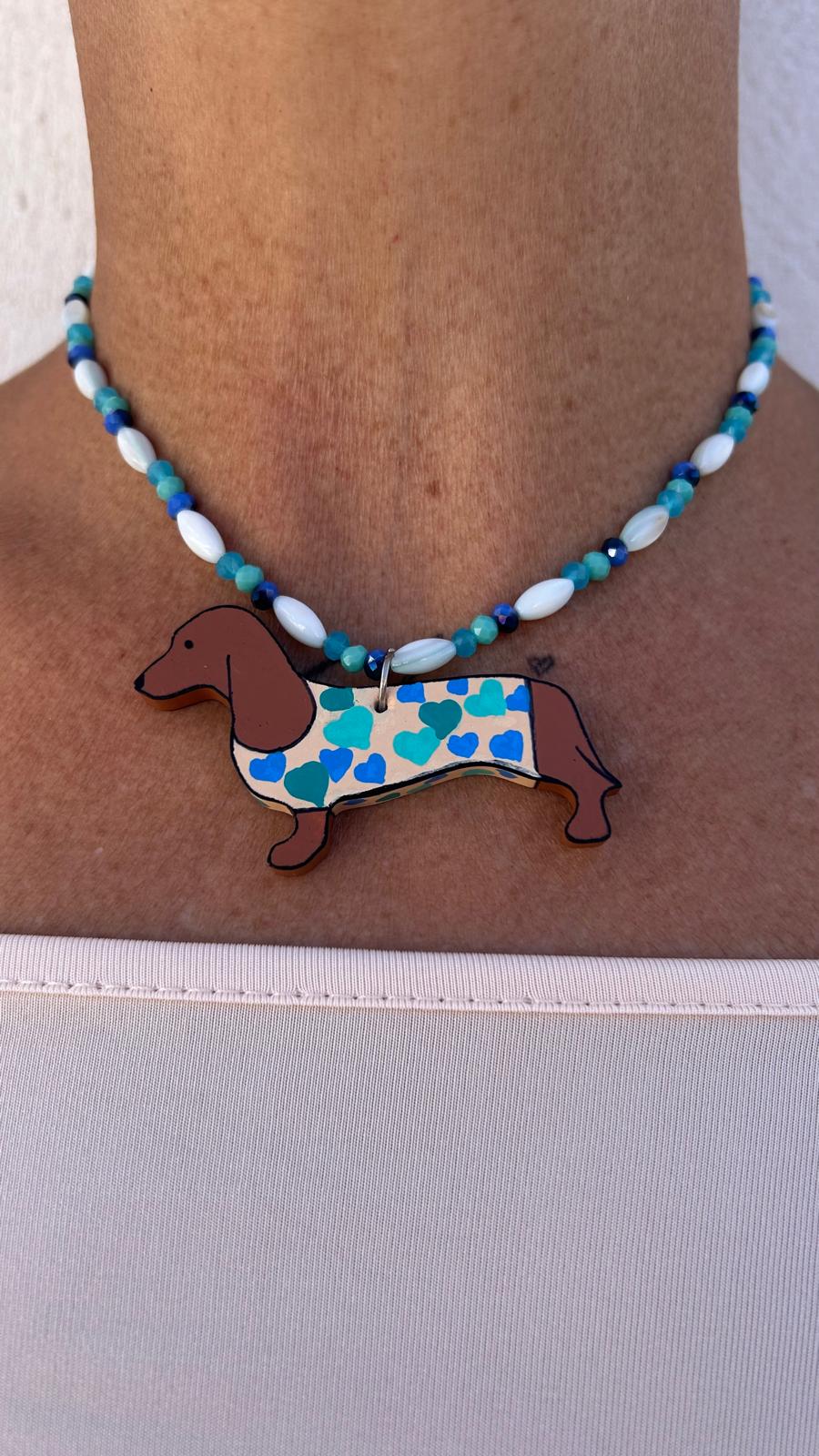 Collar Greta corazones azules