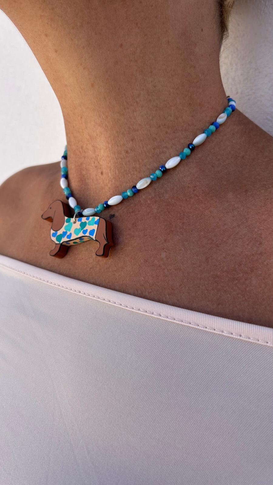 Collar Greta corazones azules