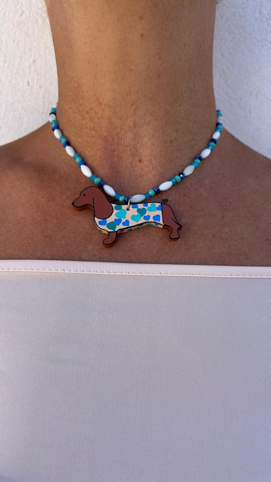 Collar Greta corazones azules