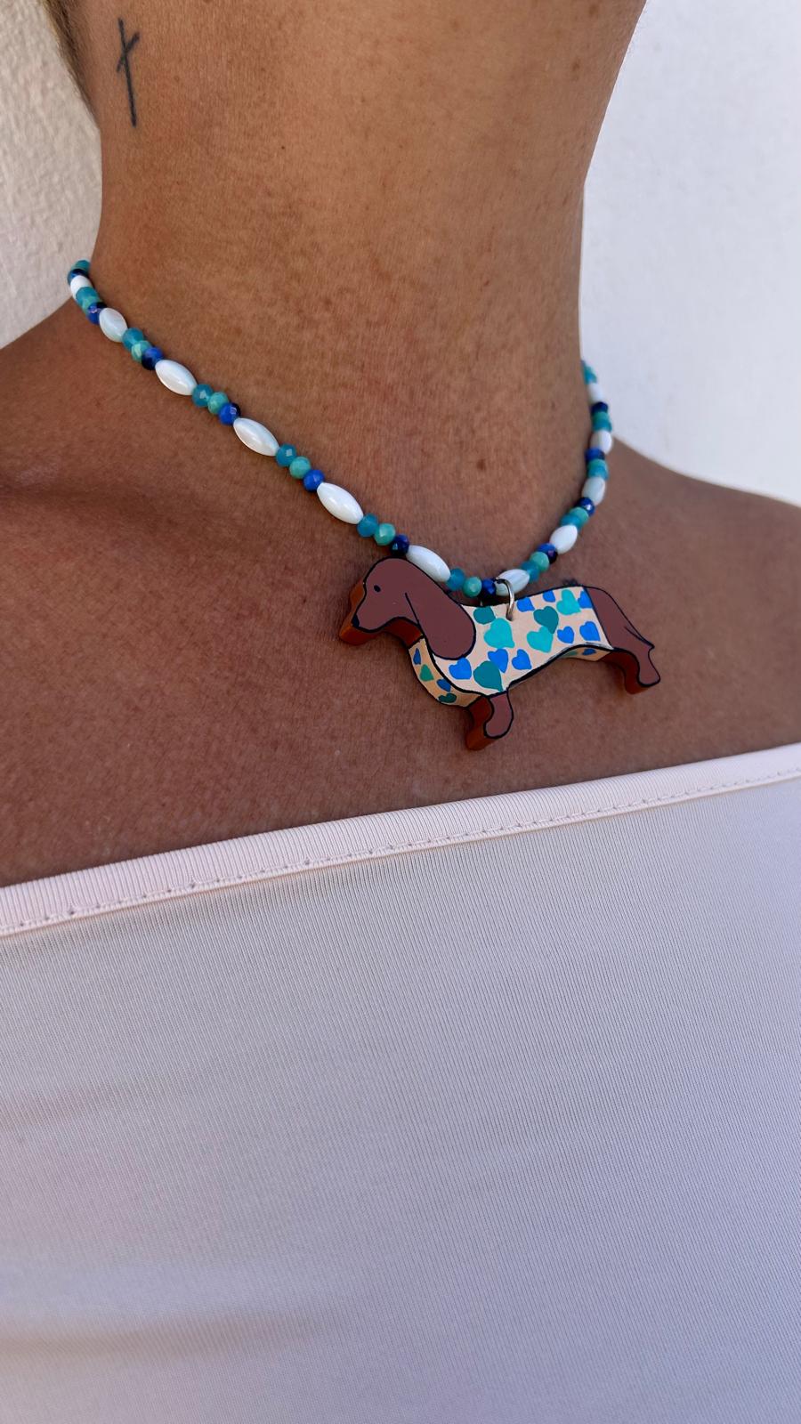 Collar Greta corazones azules