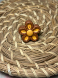 Anillo flor marrón y amarilla