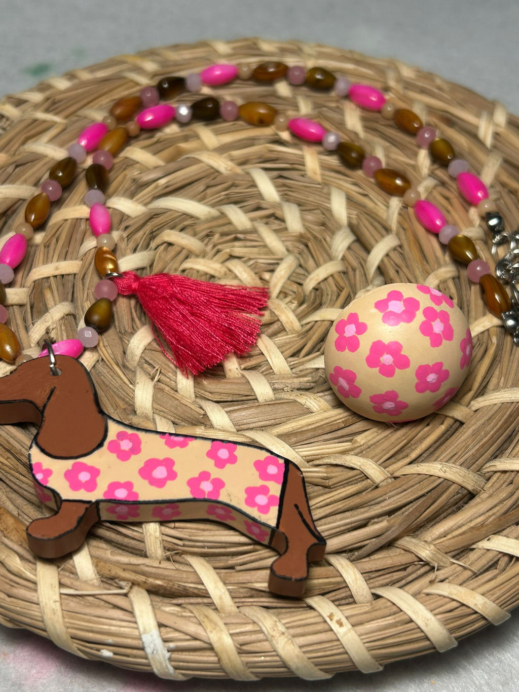 Conjunto Greta y anillo flor rosa
