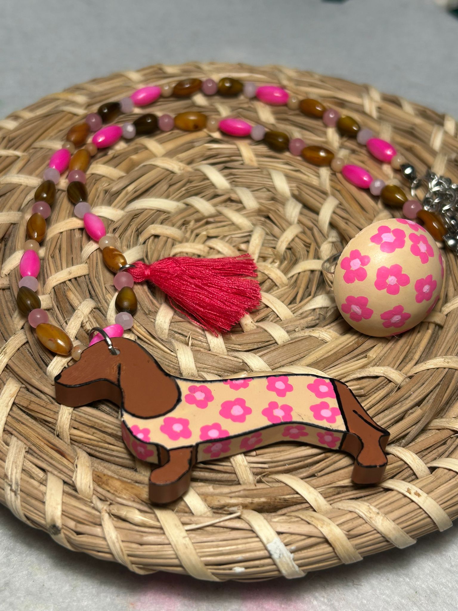 Conjunto Greta y anillo flor rosa