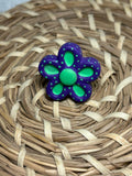 Anillo flor morada y verde