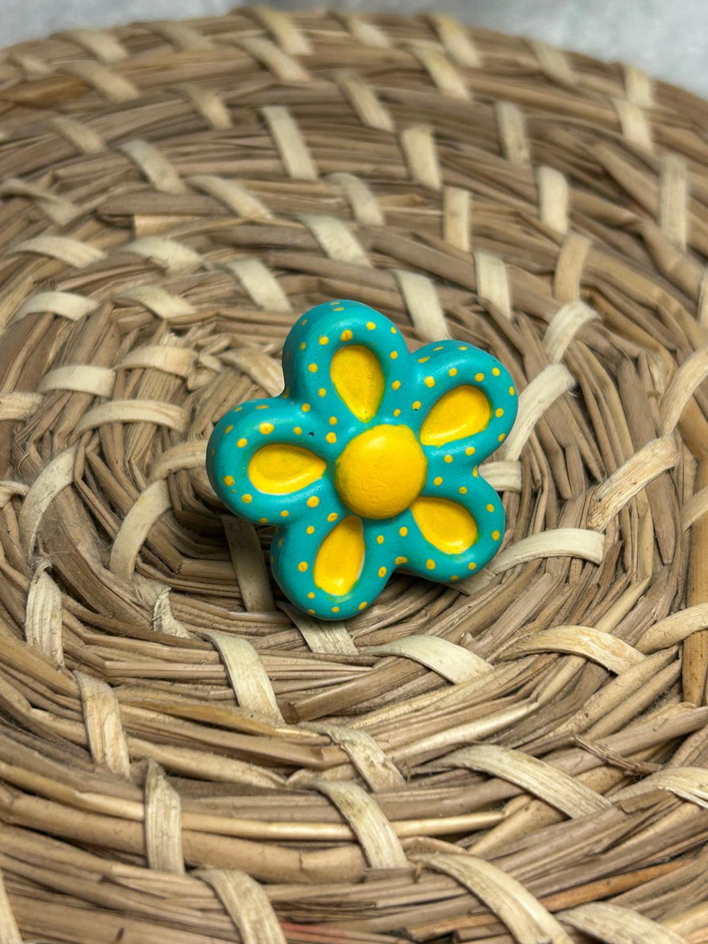 Anillo flor turquesa