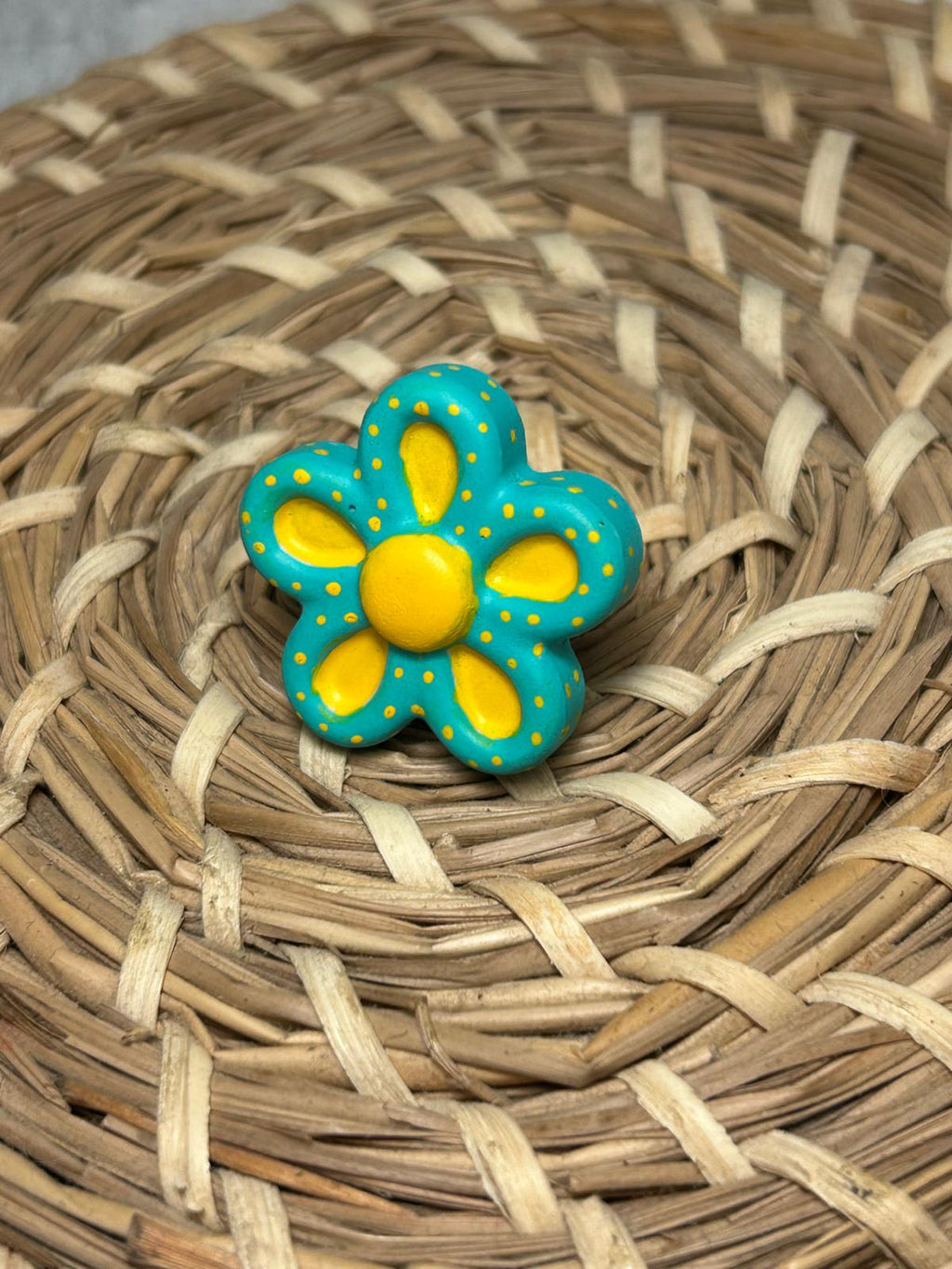 Anillo flor turquesa