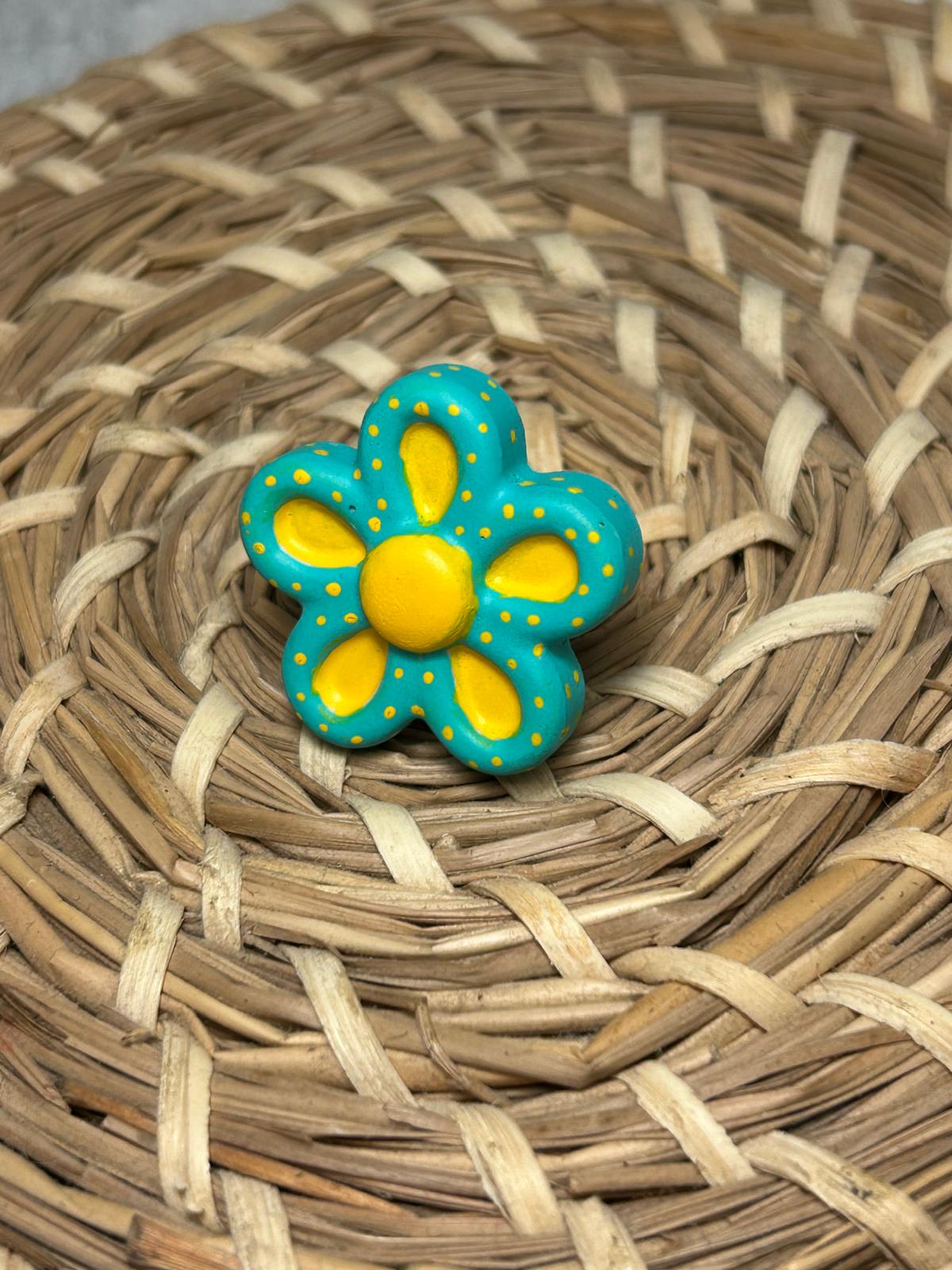 Anillo flor turquesa