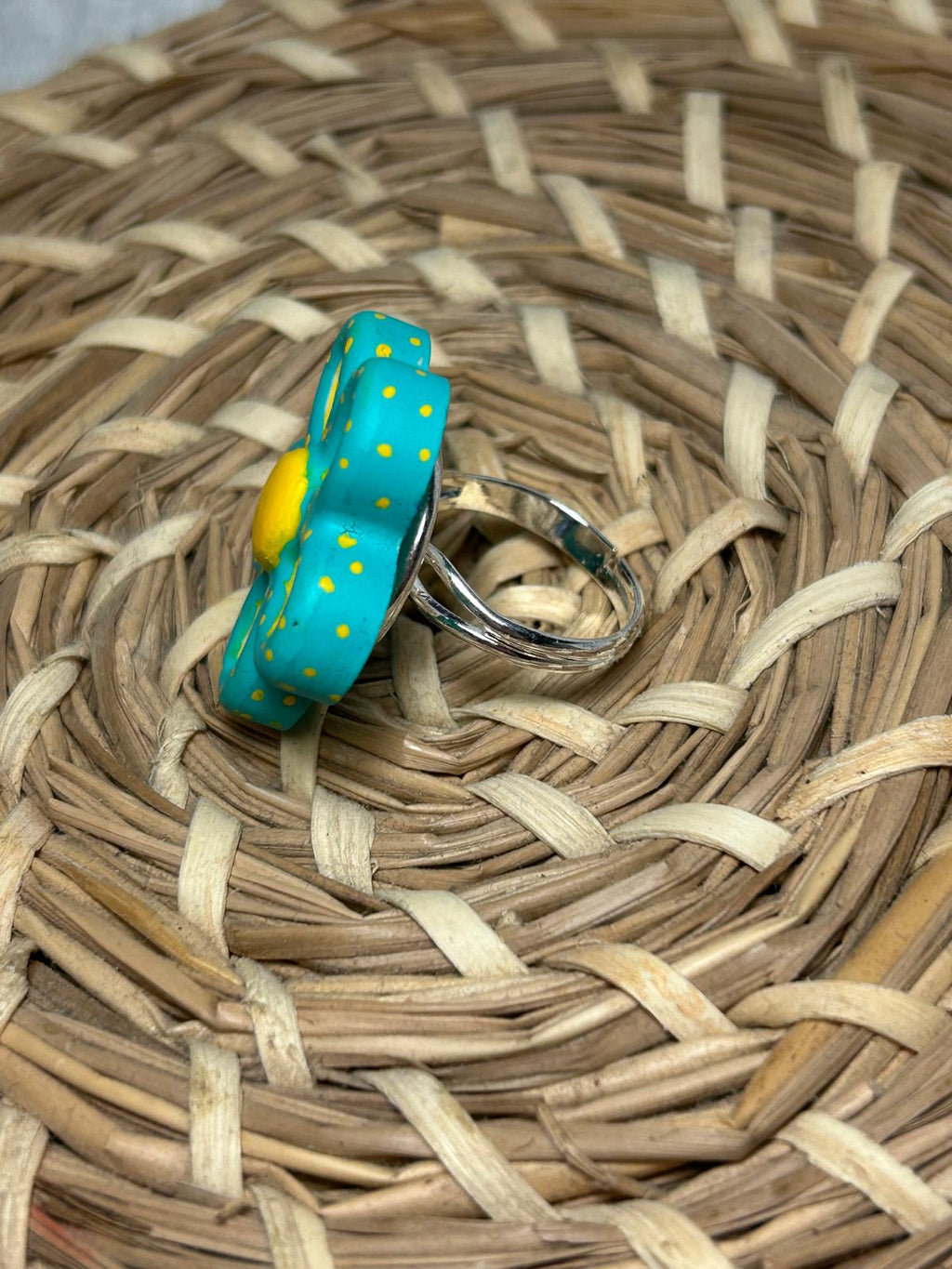 Anillo flor turquesa