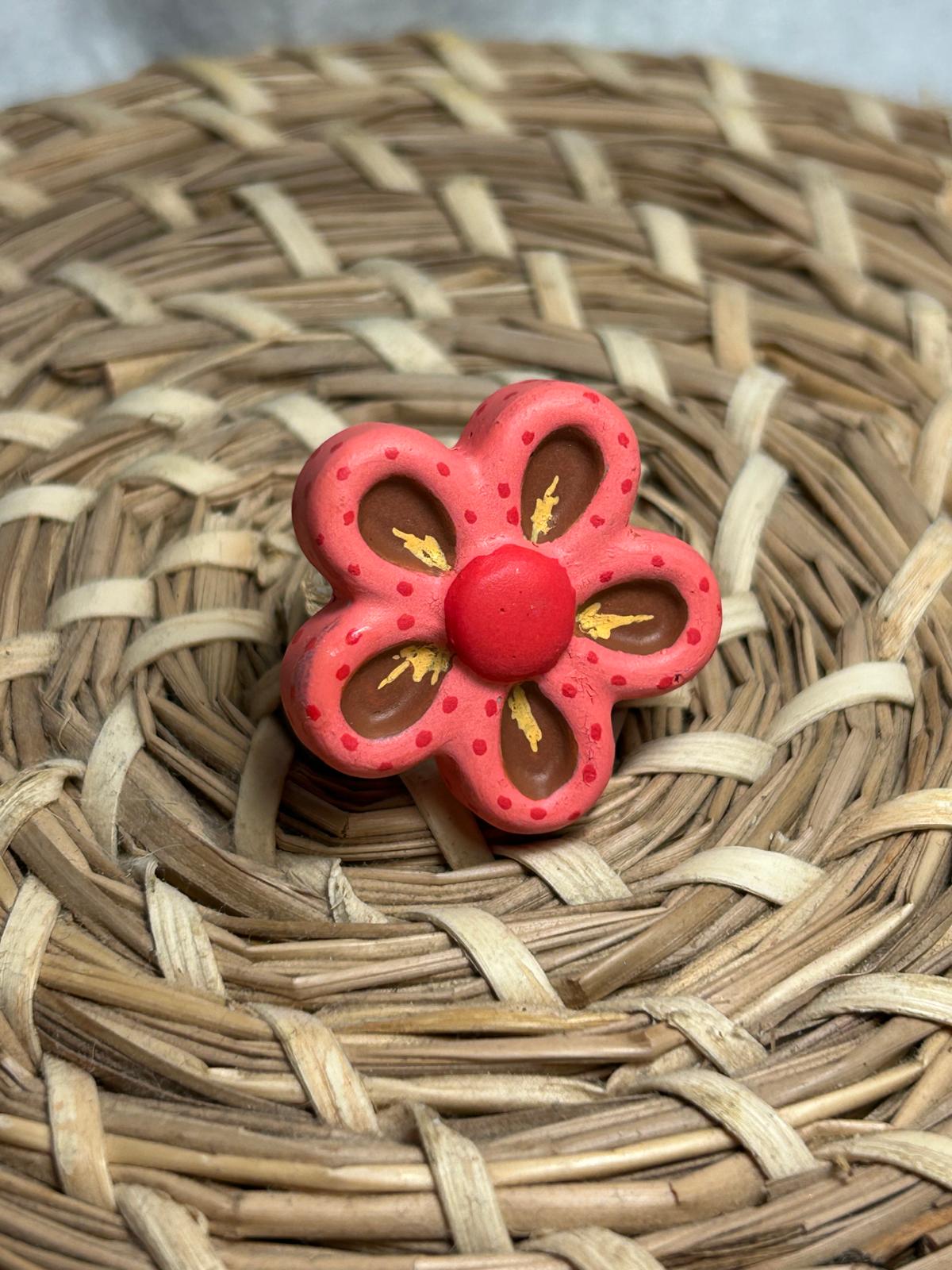 Anillo flor rosa y marrón