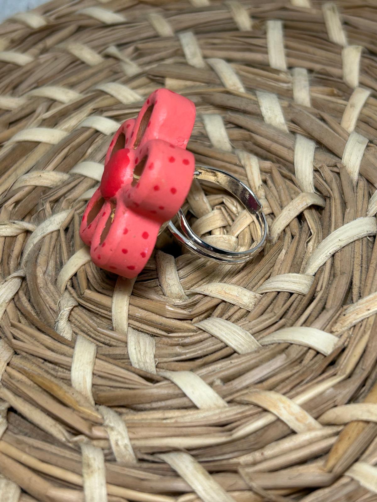 Anillo flor rosa y marrón