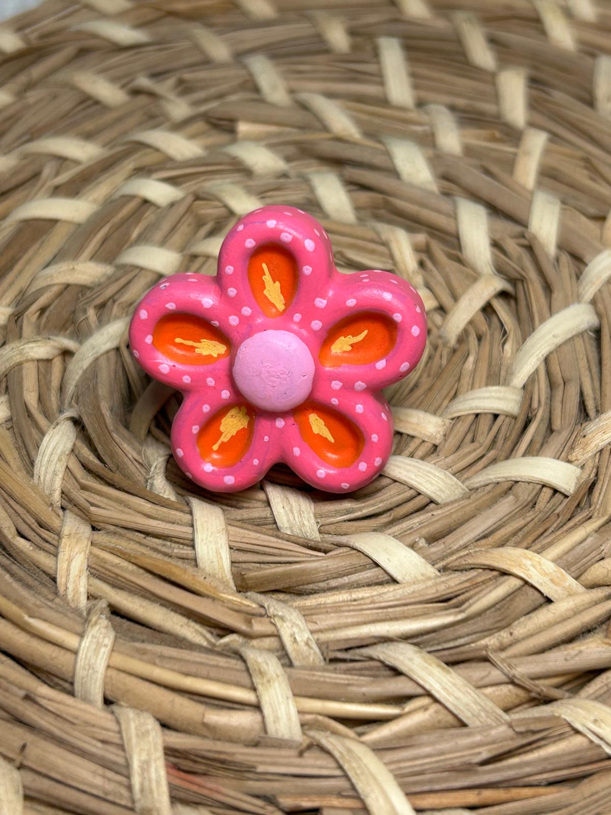 Anillo Flor rosa y naranja